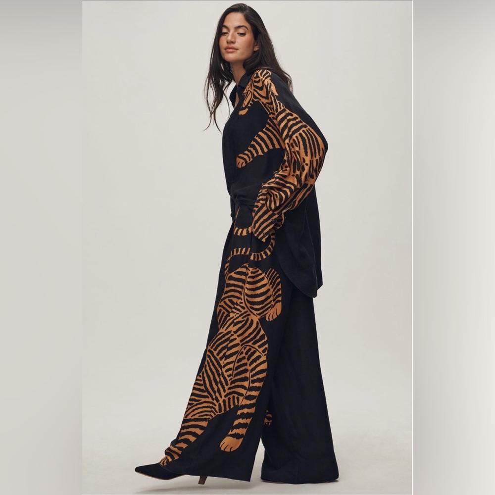 Anthropologie x Farm Rio Wide-Leg Tiger Pants, NWT